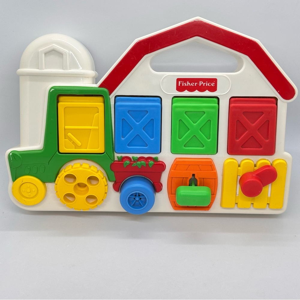 Fisher Price Farm Animals Pop-up Pals White Barn Farmer Chicken Sheep Cow 1993